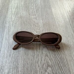 quay australia felt cute brown retro oval round narrow y2k modern sunglasses NEW